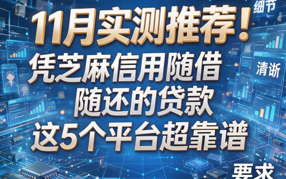 11月实测推荐！凭芝麻信用随借随还的贷款这5个平台超靠谱