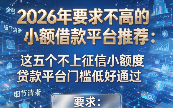 2026年要求不高的小额借款平台推荐:这五个不上征信小额度贷款平台门槛低好通过