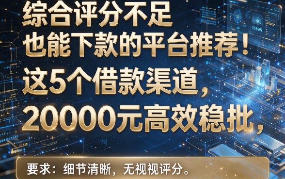 综合评分不足也能下款的平台推荐:这5个借款渠道无视评分,20000元高效稳批