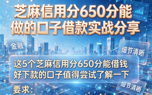 芝麻信用分650分能做的口子借款实战分享,这5个芝麻信用分650分能借钱好下款的口子值得尝试了解一下