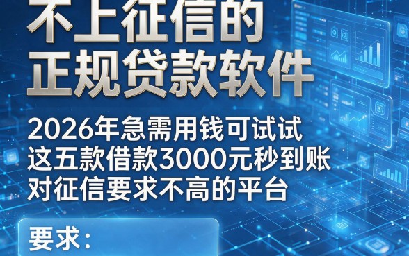 不上征信的正规贷款软件,2026年急需用钱可试试这五款借款3000元秒到账对征信要求不高的平台