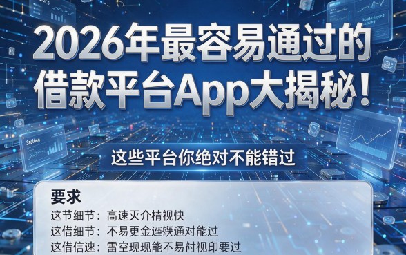2026年最容易通过的借款平台App大揭秘!这些平台你绝对不能错过!