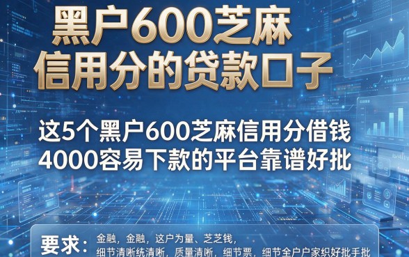 黑户600芝麻信用分的贷款口子,这5个黑户600芝麻信用分借钱4000容易下款的平台靠谱好批