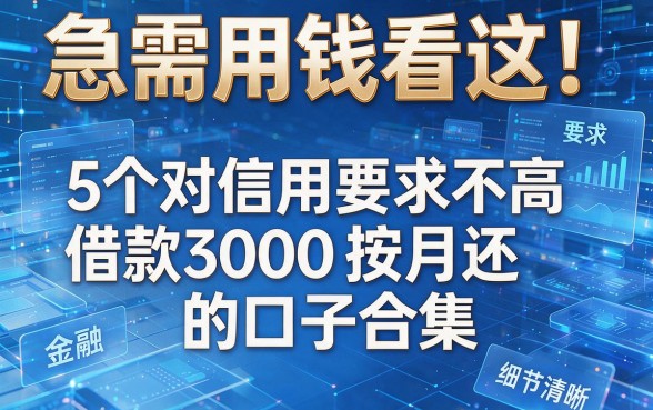 急需用钱看这！5个对信用要求不高的借款3000按月还的口子合集