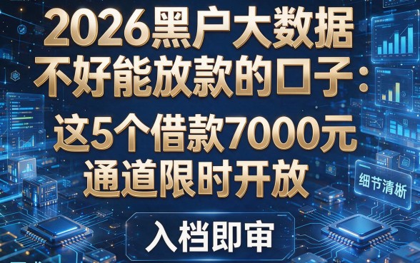 2026黑户大数据不好能放款的口子:这5个借款7000元通道限时开放,入档即审!