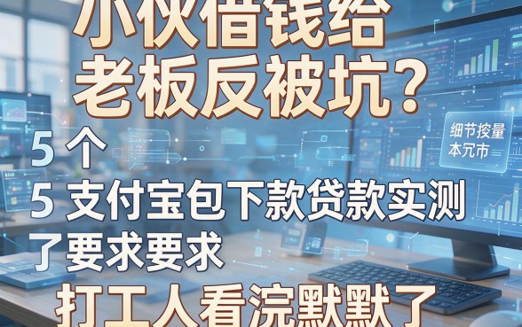 小伙借钱给老板反被坑？5个支付宝包下款贷款实测，打工人看完沉默了