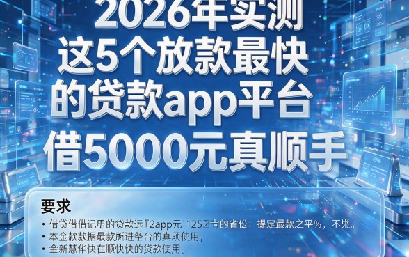 2026年实测:这5个放款最快的贷款app平台,借5000元真顺手!