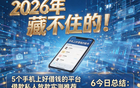 2026年藏不住的!手机上好借钱的软件6今日总结:5个手机上好借钱的平台借款私人放款实测推荐