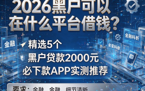 2026黑户可以在什么平台借钱?精选5个黑户贷款2000元必下款APP实测推荐