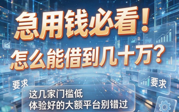 急用钱必看！怎么能借到几十万？这几家门槛低、体验好的大额平台别错过