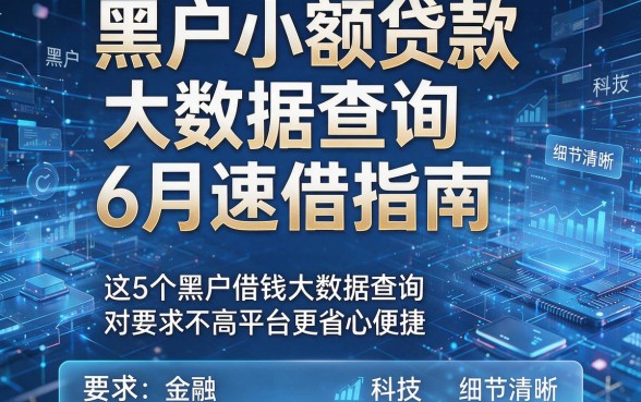 黑户小额贷款大数据查询6月速借指南,这5个黑户借钱大数据查询对要求不高平台更省心便捷