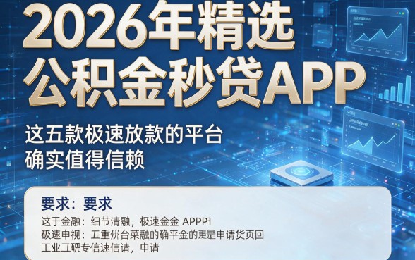 2026年精选公积金秒贷APP,这五款极速放款的平台确实值得信赖申请
