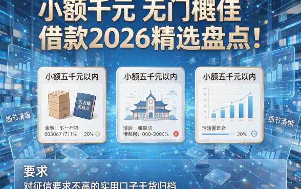 小额千元无门槛借款2026精选盘点:五个小额五千元以内、对征信要求不高的实用口子干货归档!