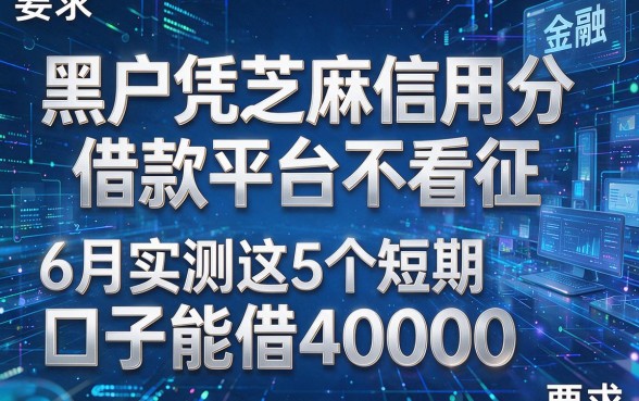 黑户凭芝麻信用分借款平台不看征,6月实测这5个短期口子能借40000