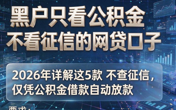 黑户只看公积金不看征信的网贷口子,2026年详解这5款不查征信仅凭公积金借款自动放款的app