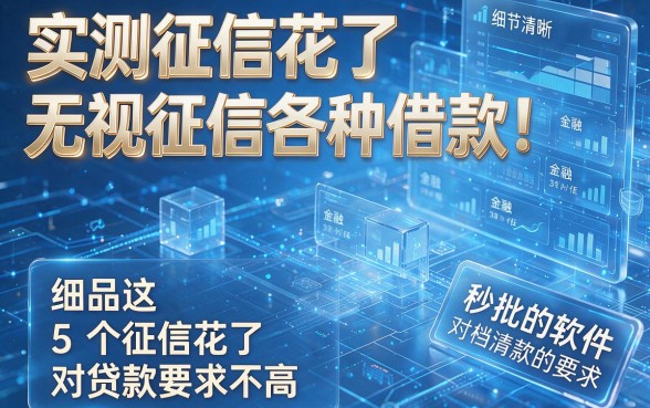 实测征信花了无视征信各种借款!细品这5个征信花了 对贷款要求不高 秒批的软件