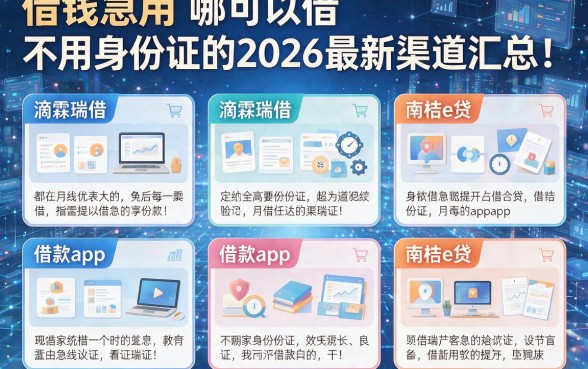 借钱急用哪可以借不用身份证的2026最新渠道汇总!涵盖包括滴霖瑞借以及南桔e贷在内的这五个借款app详解
