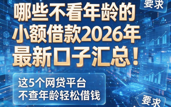 哪些不看年龄的小额借款2026年最新口子汇总!这5个网贷平台不查年龄轻松借钱