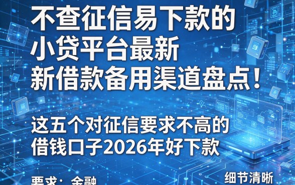 不查征信易下款的小贷平台最新借款备用渠道盘点!这五个对征信要求不高的借钱口子2026年好下款