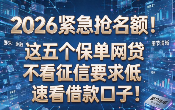 2026紧急抢名额!这五个保单网贷不看征信要求低,速看借款口子