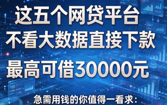 这五个网贷平台不看大数据直接下款,最高可借30000元,急需用钱的你值得一看