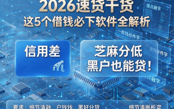 信用差、芝麻分低、黑户也能贷!2026速贷干货:这5个借钱必下软件全解析