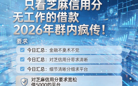 只看芝麻信用分无工作的借款2026年群内疯传!今日汇总五个对芝麻信用分要求宽松借5000的平台