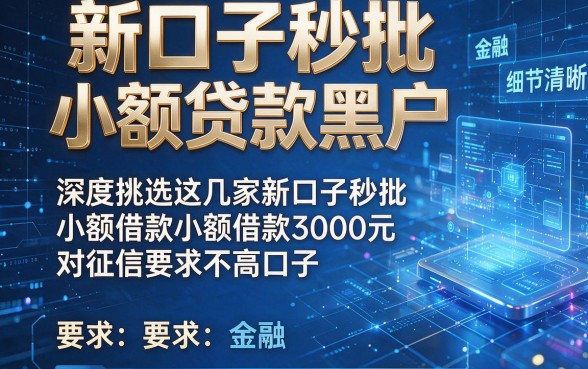 新口子秒批小额贷款黑户,深度挑选这几家新口子秒批小额借款3000元对征信要求不高口子