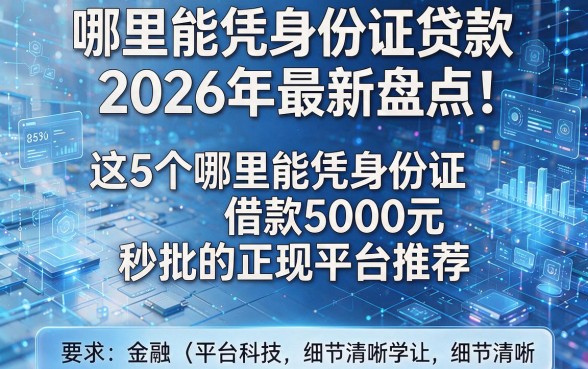 哪里能凭身份证贷款2026年最新盘点!这5个哪里能凭身份证借款5000元秒批的正规平台推荐