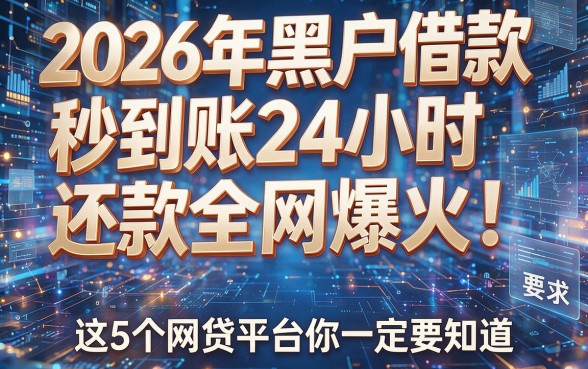 2026年黑户借款秒到账24小时还款全网爆火!这5个网贷平台你一定要知道