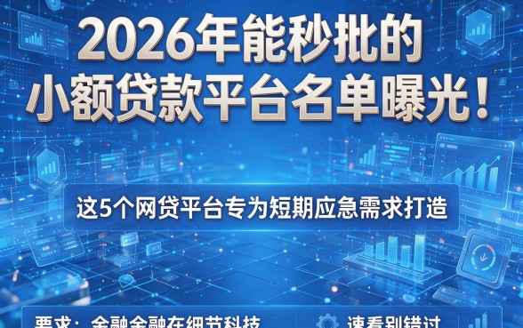 2026年能秒批的小额贷款平台名单曝光!这5个网贷平台专为短期应急需求打造,速看别错过