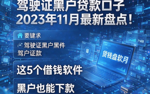 驾驶证黑户贷款口子2023年11月最新盘点：这5个借钱软件黑户也能下款