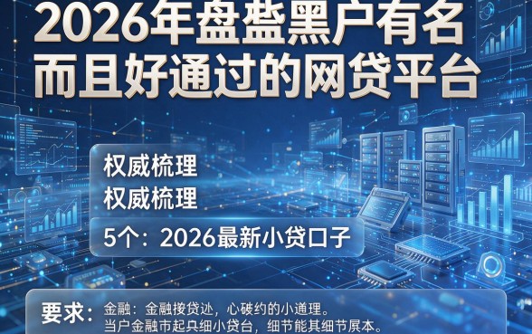 2026年盘点黑户有名而且好通过的网贷平台,权威梳理5个2026最新小贷口子