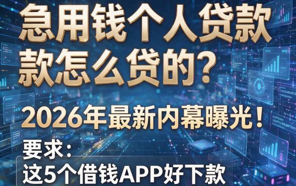 急用钱个人贷款怎么贷的?2026年最新内幕曝光!这5个借钱APP好下款