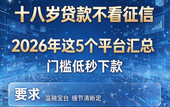 十八岁贷款不看征信:2026年这5个平台汇总,门槛低秒下款!