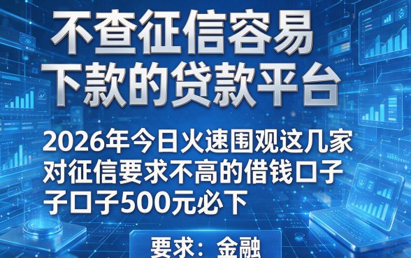 不查征信容易下款的贷款平台,2026年今日火速围观这几家对征信要求不高的借钱口子500元必下