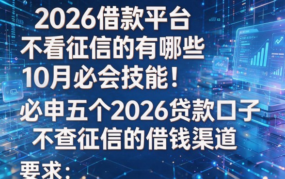 2026借款平台不看征信的有哪些10月必会技能!必申五个2026贷款口子不查征信的借钱渠道