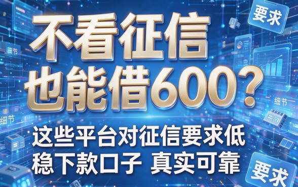 不看征信也能借600？这些平台对征信要求低，稳下款口子真实可靠