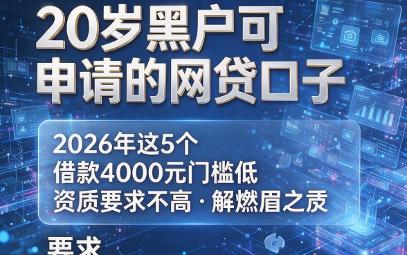 20岁黑户可申请的网贷口子,2026年这5个借款4000元门槛低、资质要求不高,解燃眉之急
