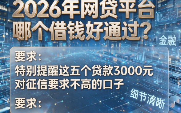 2026年网贷平台哪个借钱好通过？特别提醒这五个贷款3000元对征信要求不高的口子