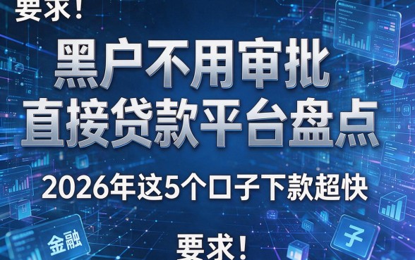 黑户不用审批直接贷款平台盘点,2026年这5个口子下款超快!