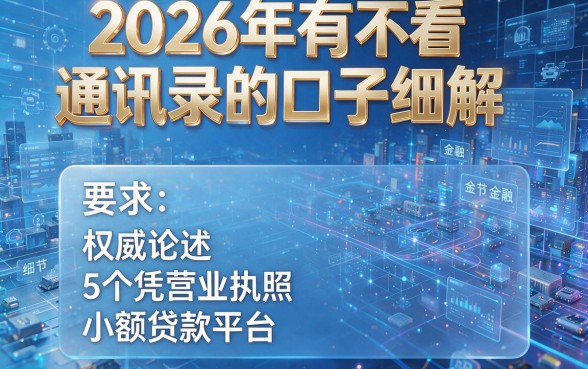 2026年有不看通讯录的口子细解:权威论述5个凭营业执照小额贷款平台