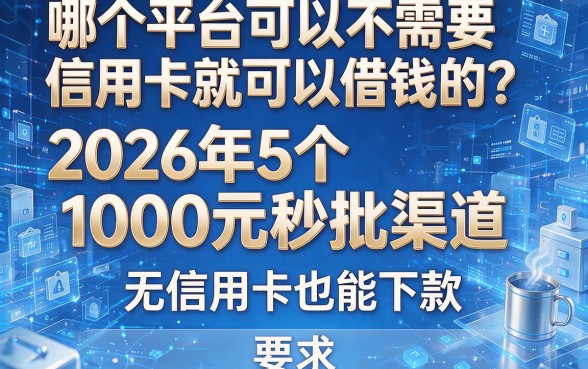 哪个平台可以不需要信用卡就可以借钱的?2026年5个1000元秒批渠道,无信用卡也能下款!