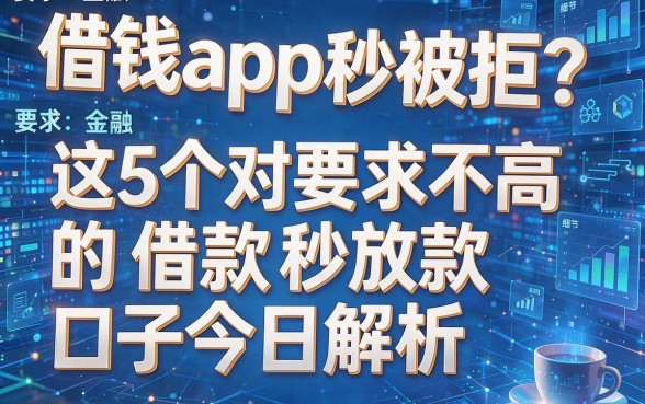 借钱app秒被拒?这5个对要求不高的借款秒放款口子今日解析