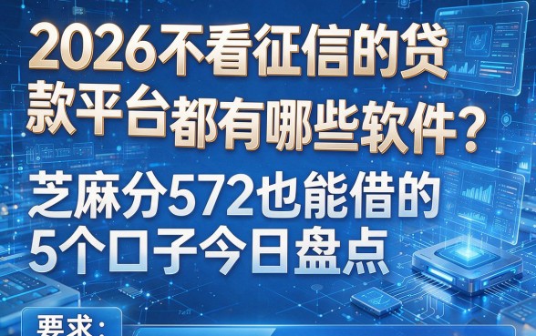 2026不看征信的贷款平台都有哪些软件?芝麻分572也能借的5个口子今日盘点!