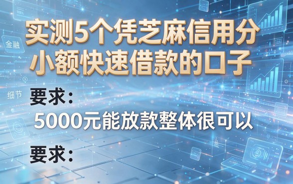 实测5个凭芝麻信用分小额快速借款的口子，5000元能放款整体很可以