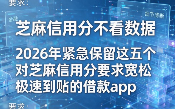 芝麻信用分不看数据，2026年紧急保留这五个对芝麻信用分要求宽松极速到账的借款app