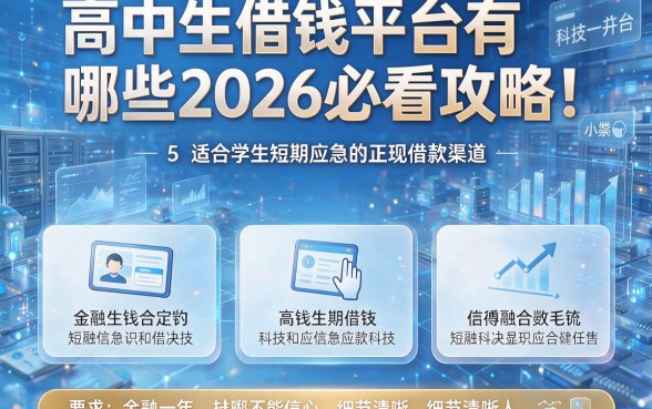 高中生借钱平台有哪些2026必看攻略!本文推荐5个适合学生短期应急的正规借款渠道