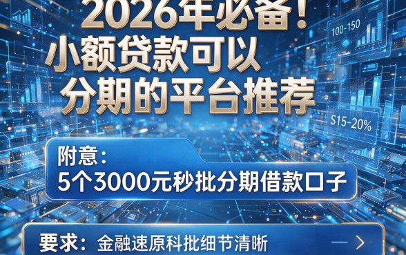 2026年必备!小额贷款可以分期的平台推荐,附5个3000元秒批分期借款口子