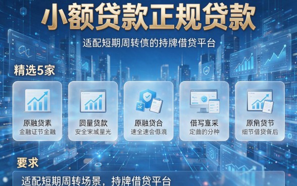 小额贷款正规贷款，本文精选5家适配短期周转场景的持牌借贷平台